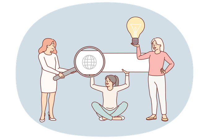 Team of SEO specialists are engaged in search engine optimization of website in internet  Illustration