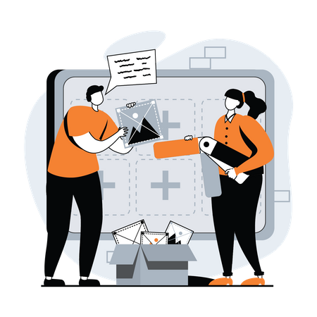 Team of UI-UX designer collaborating together  Illustration