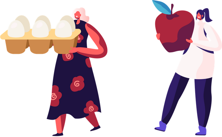 Team of Volunteer doing Food Donation  Illustration