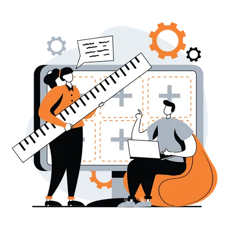 Team of Web UI-UX designer working together  Illustration