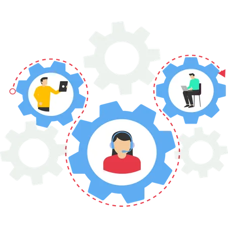 Team Or Organization Team Effort Concept Teamwork Or Collaboration For Success Office Role Or Job Position Or Skills To Drive Company Business People Work To Turn Connected Gears Illustration
