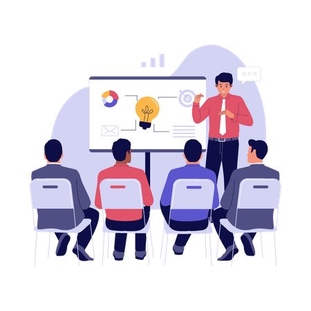 Team Pitching Idea to Investors  Illustration