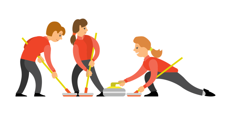 Team playing curling sports  Illustration