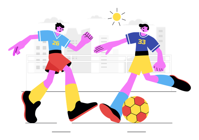 Team playing soccer ball match  Illustration