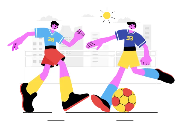 Team playing soccer ball match  Illustration