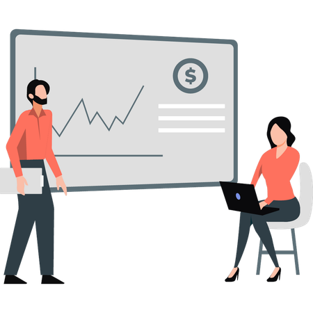 Team presenting data analytics  Illustration