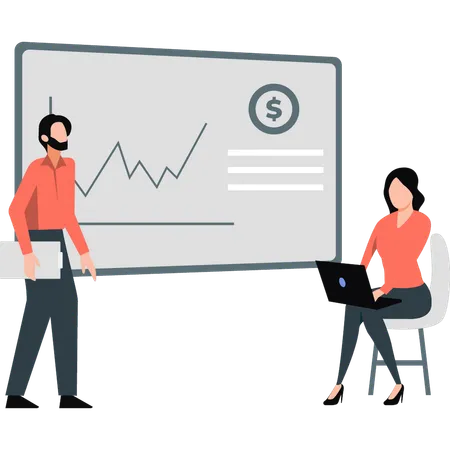 Team presenting data analytics  Illustration