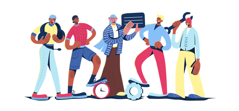 Team provides customer support services  Illustration