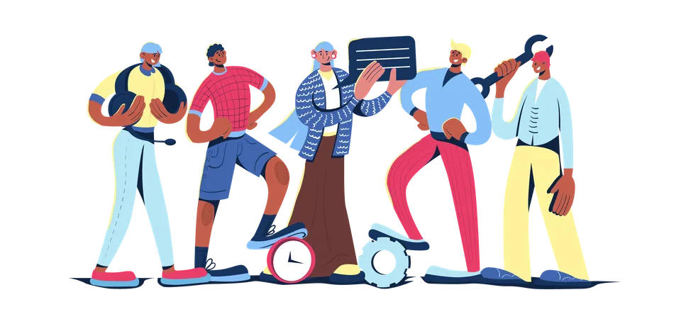 Team provides customer support services  Illustration