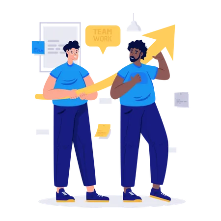 Team pushing limits to grow business  Illustration
