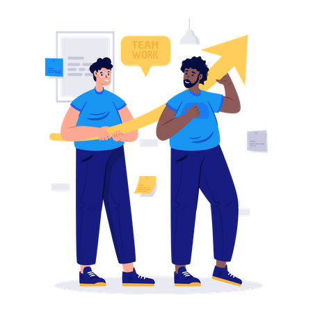 Team pushing limits to grow business  イラスト