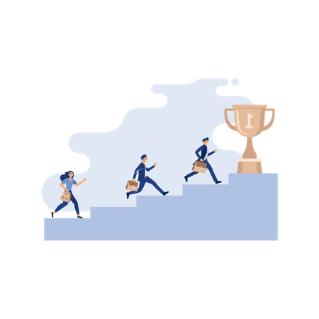 Team running to the top Illustration