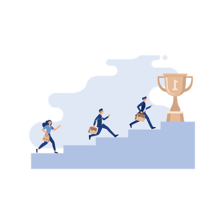 Team running to the top  Illustration