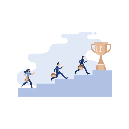 Team running to the top  Illustration