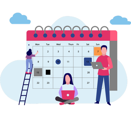 Team scheduling calendar  Illustration