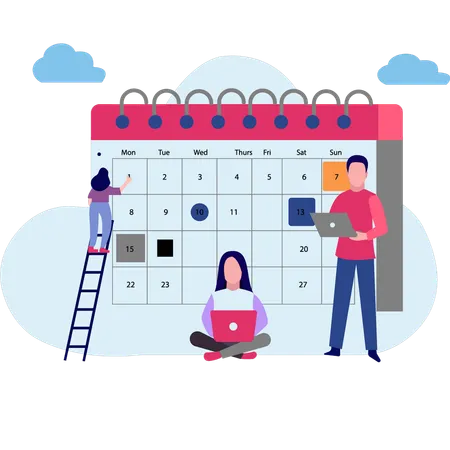 Team scheduling calendar  Illustration