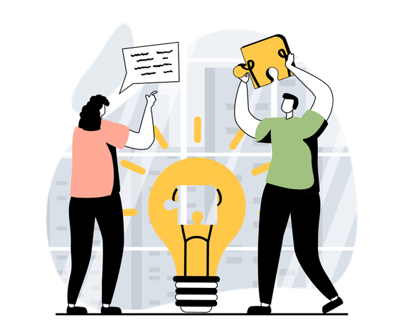 Team searches for innovative ideas  Illustration