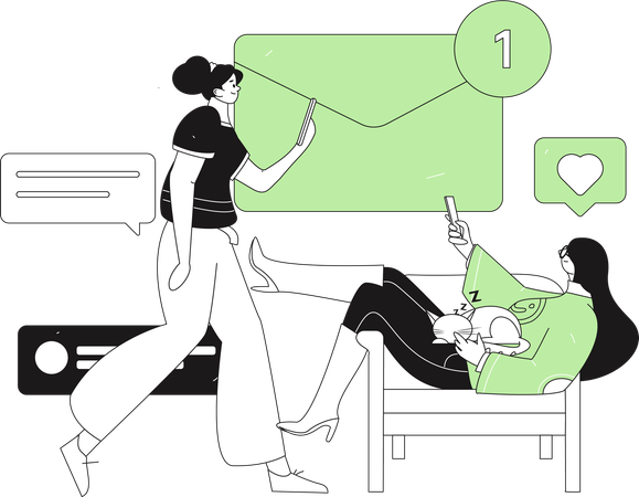 Team sending email  Illustration