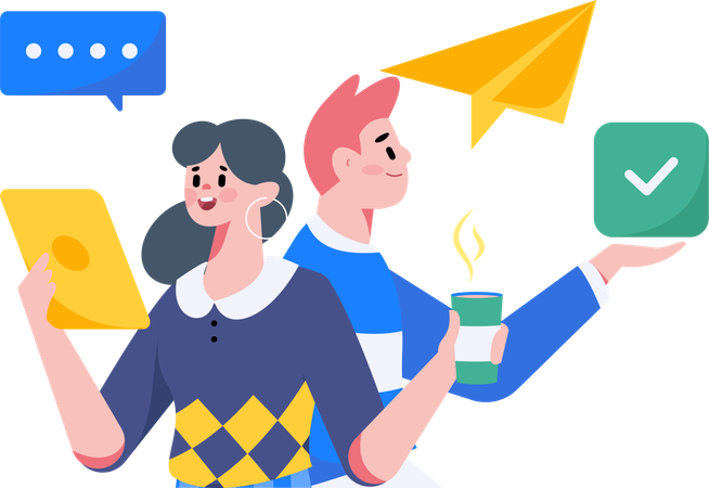 Team sending marketing mails  Illustration