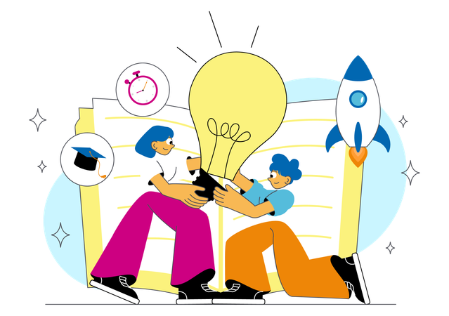 Team sharing creative ideas with each other  Illustration