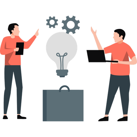 Team showing new ideas for business progress  Illustration