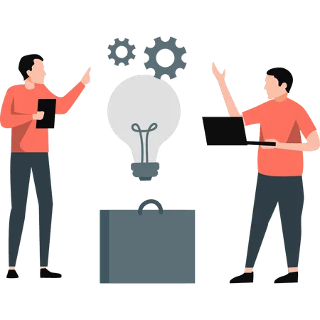 Team showing new ideas for business progress  Illustration