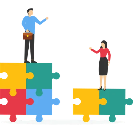 Team solving business puzzle  Illustration