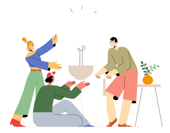 Team solving problem together  Illustration