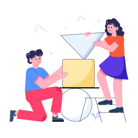 Team solving puzzle together  Illustration