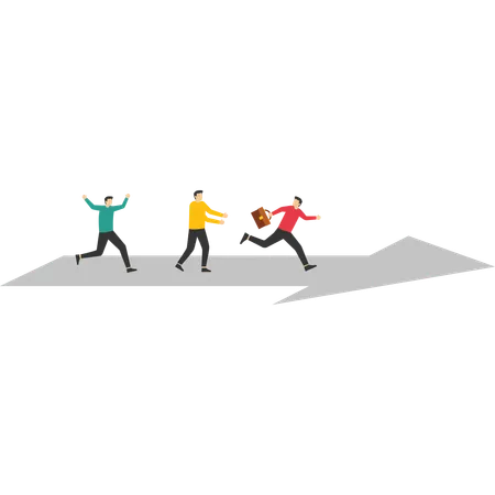 Team Success And Improvement Sharing Same Business Goal And Direction Support And Partnership For Career Growth Concept Business Team Running Toward Same Goal Illustration