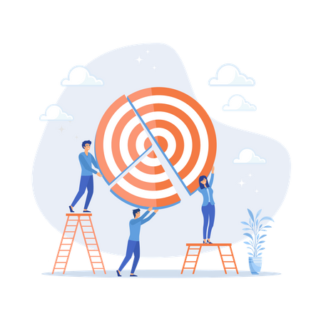 Team target to success together  Illustration