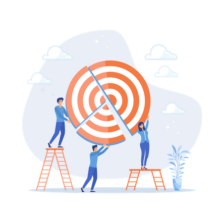 Team target to success together  Illustration