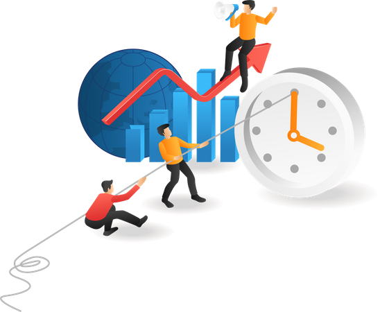 Team turning the clock for business Illustration