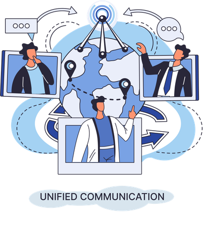 Team use wireless telephony connection  Illustration