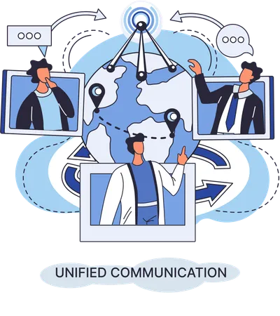 Team use wireless telephony connection  Illustration