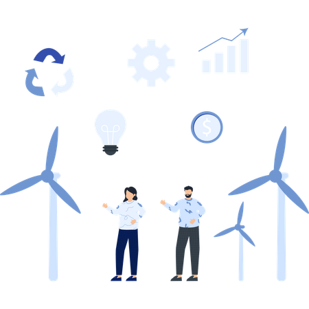 Team viewing turbine spped  Illustration