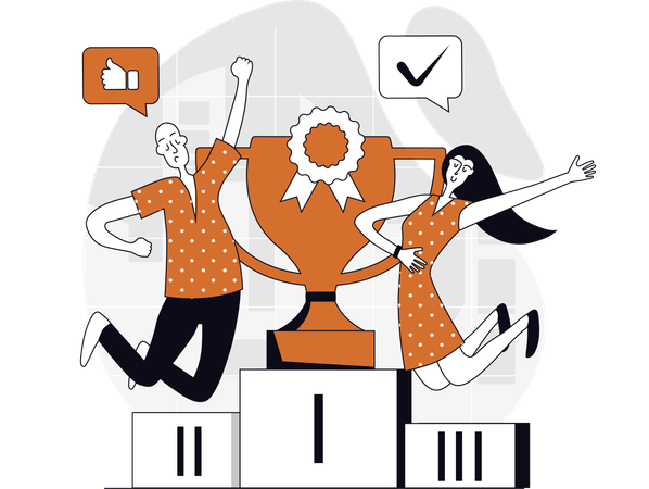 Team wins business competition  Illustration