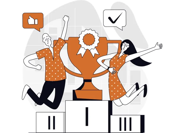 Team wins business competition  Illustration