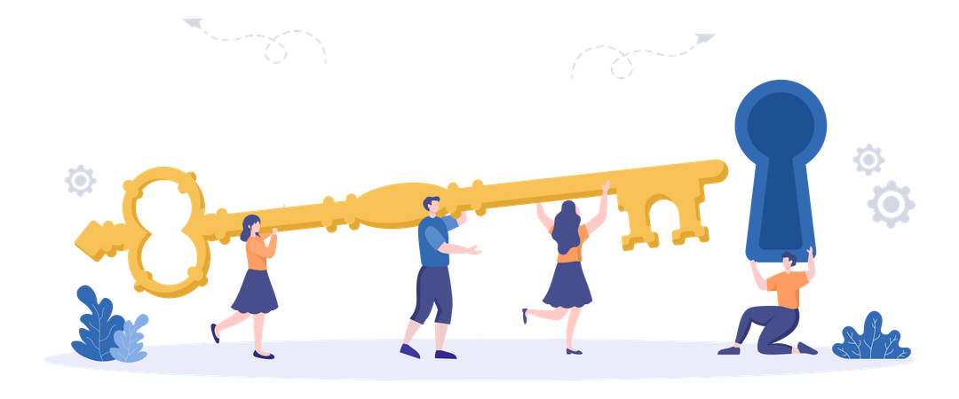 Team with success key  Illustration