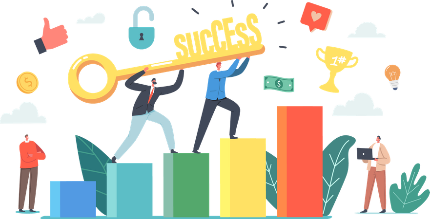 Team with success key  Illustration