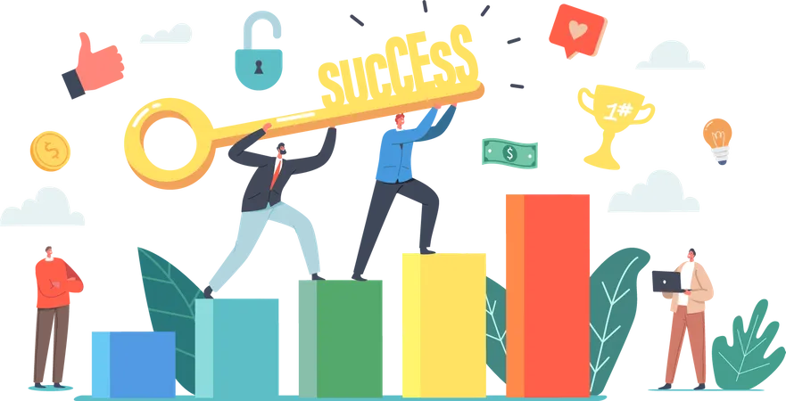 Team with success key  Illustration