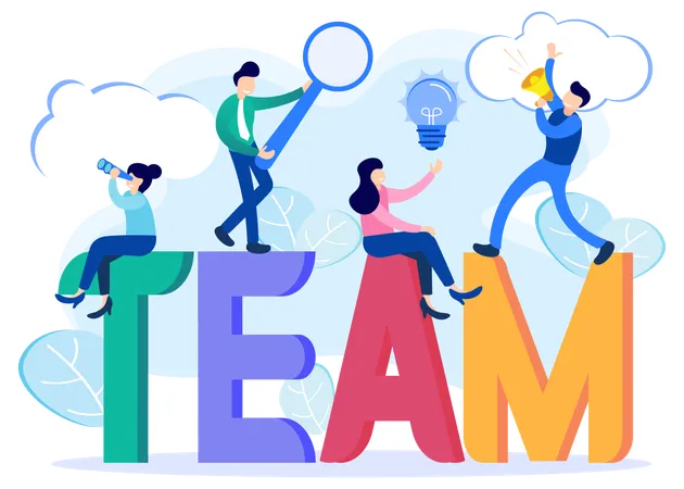 Team work and team idea  Illustration