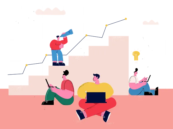 Team working for business growth  Illustration