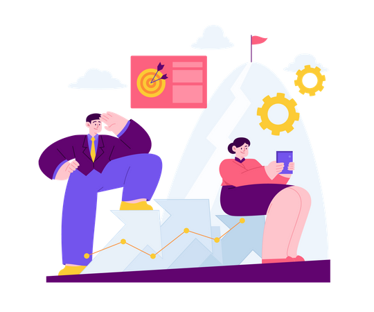 Team working for business growth  Illustration