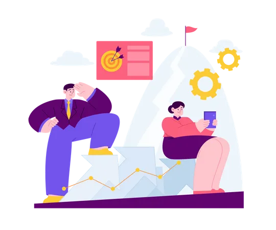 Team working for business growth  Illustration