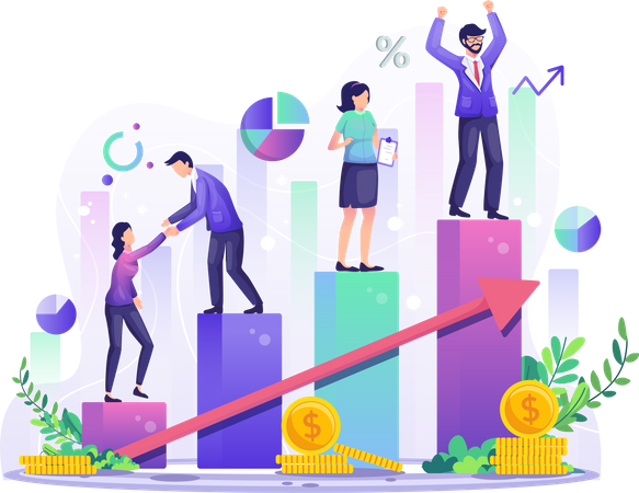 Team working for business growth  Illustration