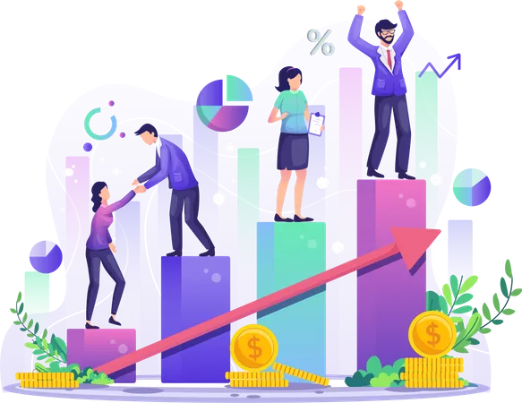 Team working for business growth  Illustration