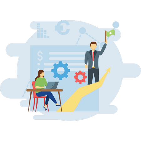 Team working for business growth  Illustration