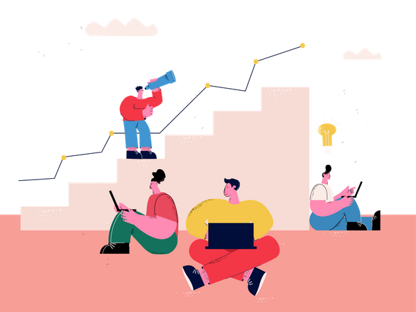 Team working for business growth  Illustration