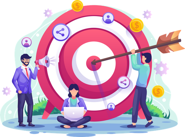 Team working for target achievement  Illustration